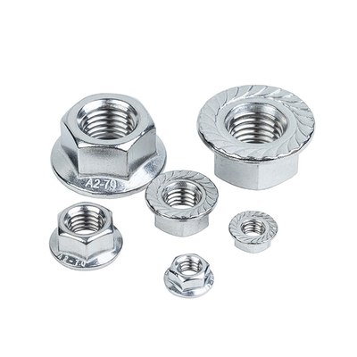 100% Inspected Custom M4 M5 M6 M8 M10 M12 Stainless Steel Round Self Locking Hex Flange Nut With Serrated