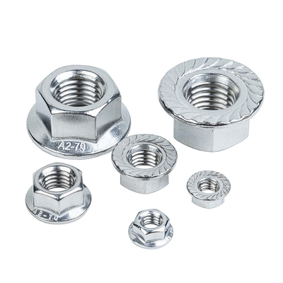 Imperial Measurement System Stainless Steel Self Locking Hex Flange Nut M4 M5 M6 M8 M10 8x20