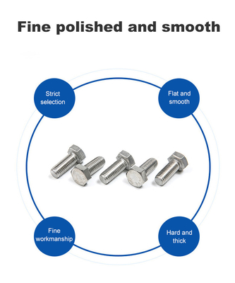 Extended Outer Hexagon Bolt with Full Thread and Plain Finish Made of Stainless Steel