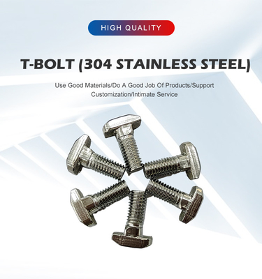304 Stainless Steel Channel T Bolts Industry M6/M8 T Head Bolt Screws for Aluminum Profile