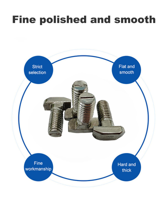 304 Stainless Steel Channel T Bolts Industry M6/M8 T Head Bolt Screws for Aluminum Profile