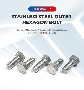 Longer Full Thread Hexagon Bolt Plain Finish Stainless Steel 304 Bolts