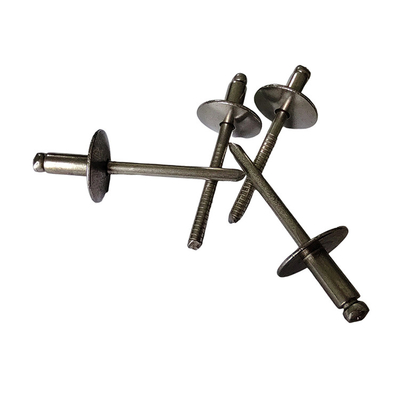 High Load Capacity Open Type Steel Pull Rivets with Large Brim and Bright Finish