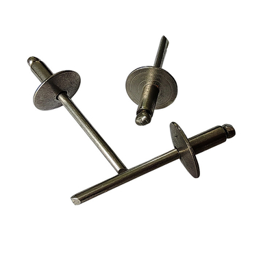 High Load Capacity Open Type Steel Pull Rivets with Large Brim and Bright Finish