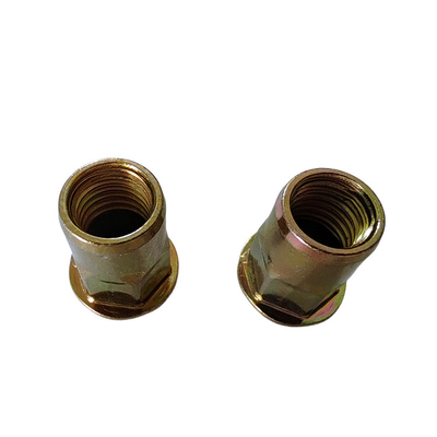 HALF HEX Semi-Hex Threaded Rivet Nut in Yellow Zinc-Plated Carbon Steel with Flat Head
