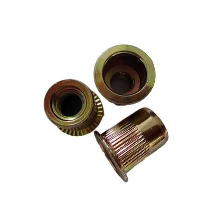 M4-M5-M6-M8-M10 Open Type Yellow Zinc Plated Carbon Steel Flat Head Threaded Rivet Nut