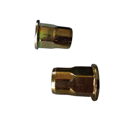 Semi-Hex Open Rivet Nut in Yellow Zinc-Plated Carbon Steel for Metric Measurement System