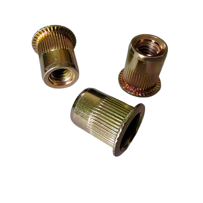 Yellow Zinc Plated Carbon Steel Threaded Flat Head Open Rivet Nut with Durable Finish