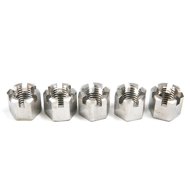 Standard DIN935 Stainless Steel 304 316 Titanium Hexagon Slotted Round Lock Hex Castle Nut