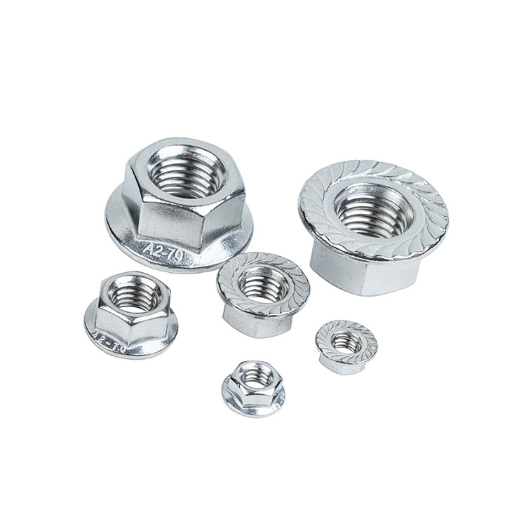 100% Inspected Custom M4 M5 M6 M8 M10 M12 Stainless Steel Round Self Locking Hex Flange Nut With Serrated