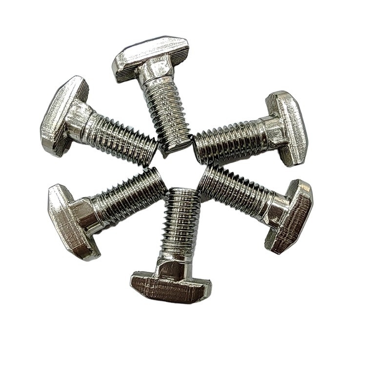 Full thread type t-bolt and nuts M8 M10 for solar mounting stainless steel square head