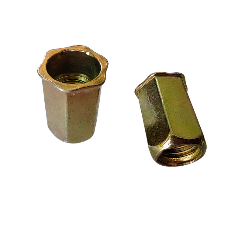 Yellow Zinc-Plated Carbon Steel Full Hex Open Rivet Nut for Automotive M4-M5-M6-M8-M10