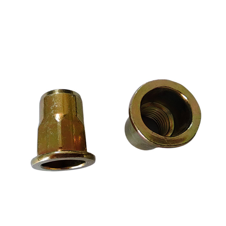 Zinc Yellow-Chromate Plated Carbon Steel Semi-Hex Flat Head Rivet Nut for Easy Install