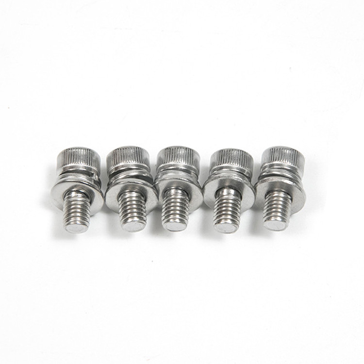 304 Stainless Steel Knurled Hex Socket Screw with Spring and Flat Washer 100% Control