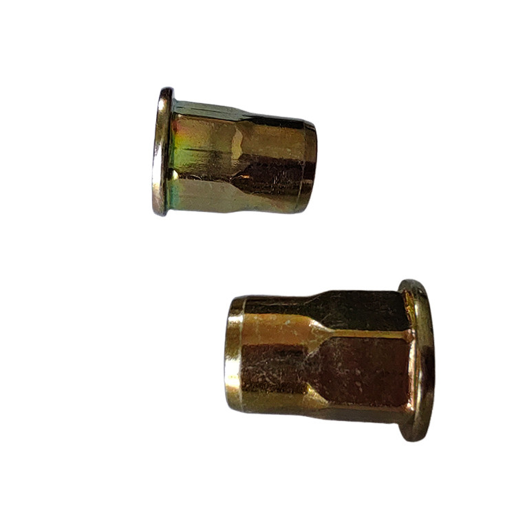 Yellow Zinc-Plated Semi-Hex Flat Head Rivet Nut for Imperial Measurement Applications