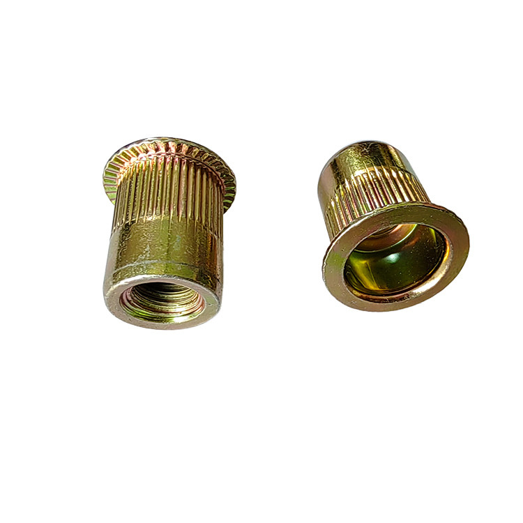 M4-M5-M6-M8-M10 Open Type Yellow Zinc Plated Carbon Steel Flat Head Threaded Rivet Nut