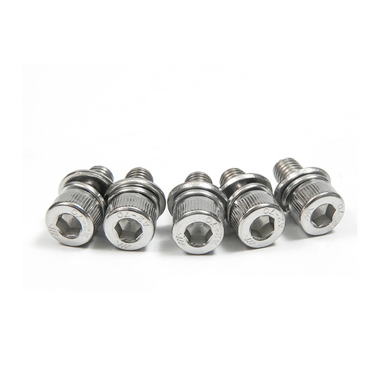 304 Stainless Steel Inner Hexagon Three Combination Screw Cylinder Head Bolt Flat Spring Washer